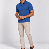 POLO M/C TECHNO FIO TINTO AZUL