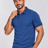 POLO M/C TECHNO FIO TINTO AZUL