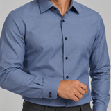 CAMISA M/L CONTEMP FALSO LISO AZUL