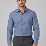 CAMISA M/L CONTEMP FALSO LISO AZUL