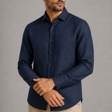 CAMISA M/L LINHO PURO MARINHO
