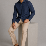 CAMISA M/L LINHO PURO MARINHO