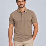 POLO M/C LISO TECHNO MARROM